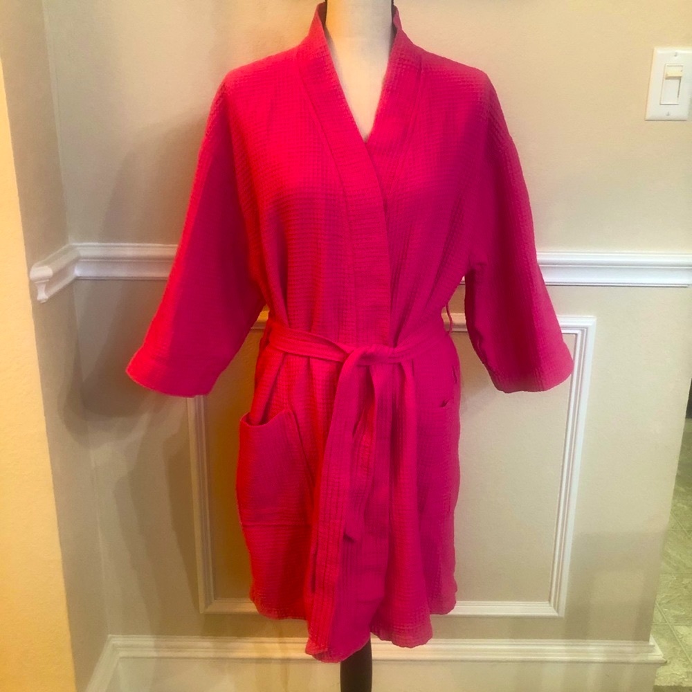 Chakir Linen Bath Robe - Pink. One Size